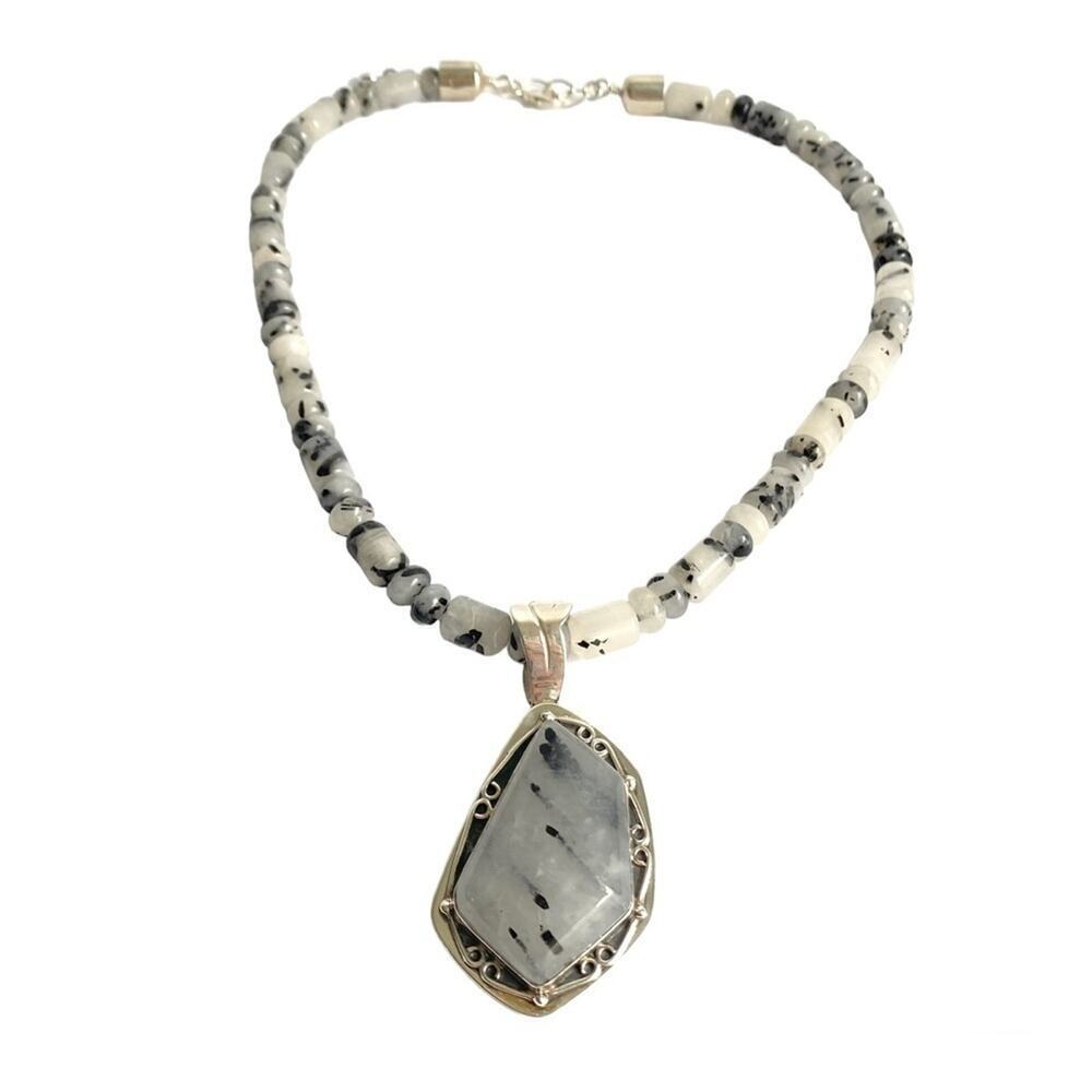 Jay King Rutilated‎ Quartz Necklace Mine Finds DRT Sterling Silver Large Pendant